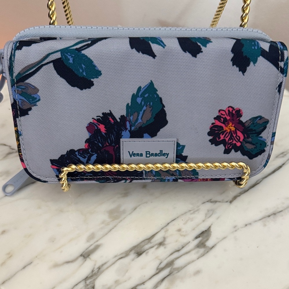 Vera Bradley Blue Floral RFID smartphone wristlet NWOT